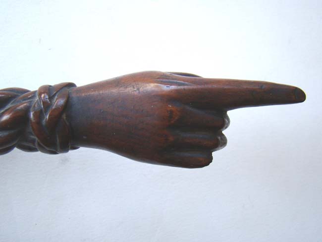 A fine 19th century carved tiller handle with pointed finger terminus — image 2